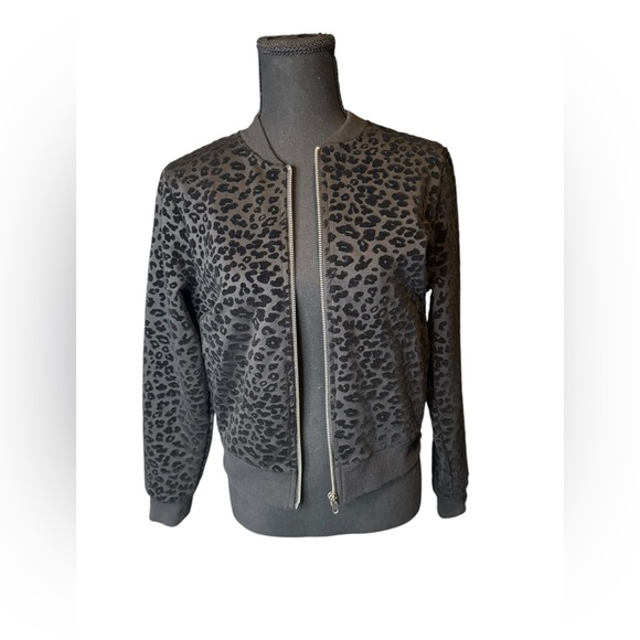 Jack by BB Dakota Women's Bomber Jacket Black Leopard Print Size S Preppy Warm - Picture 1 of 9